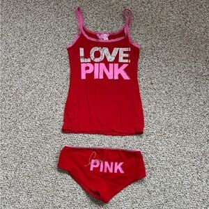 Victoria's Secret Red Top with Pink Lace/Matching Panties